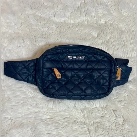MZ Wallace Dawn Navy Quilted Nylon Metro Sling Belt Bag Fanny Pack - Picture 4 of 7